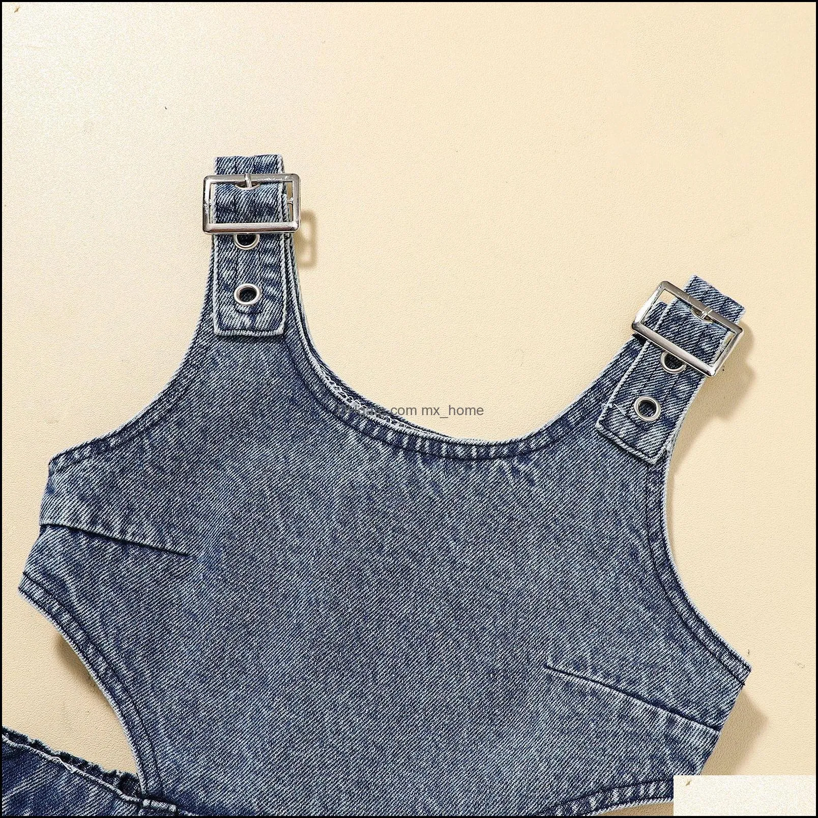kids rompers girls denim romper children sleeveless jumpsuits summer fashion korean version baby clothes z6645