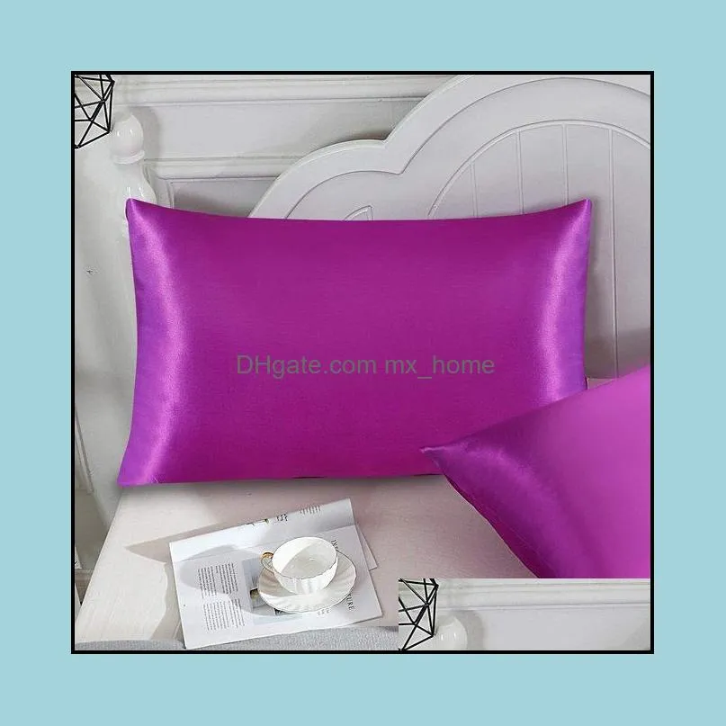 20*26 inch Silk Satin Pillow Case Cooling Envelope Pillowcase Ice Silks Skin-friendly Pillowslip Pillow Cover Bedding Supplies 19 Solid