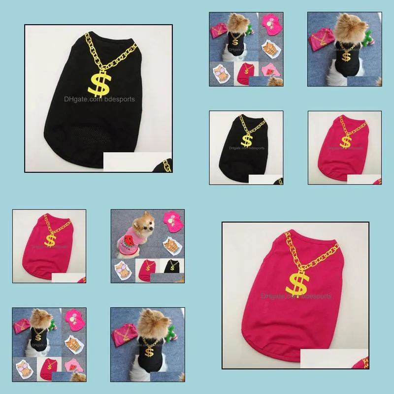 Summer Pet Vest Clothes Gold Necklace T-shirts Small Dogs Net Mesh Apparel