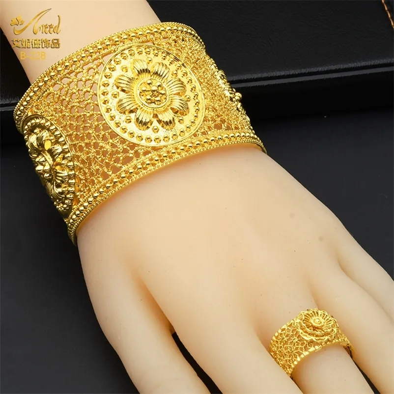 Pulseiras de manguito de luxo aniid africano com anel nigeriano casamento pulseira de noiva Bracelets por atacado de joias etíopes 220726