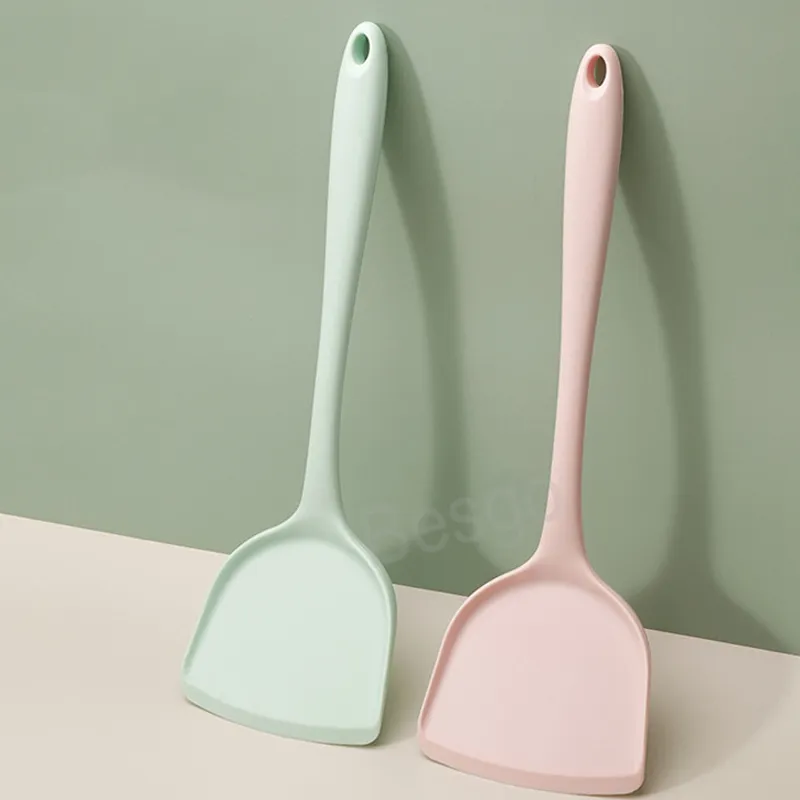 Silicone Spoon Spatula Cooking Soup Spoons Fried Vegetable Pot Shovel Kitchen Fry Colander Scoop Multi Non-stick Pan Tableware BH6698 TYJ