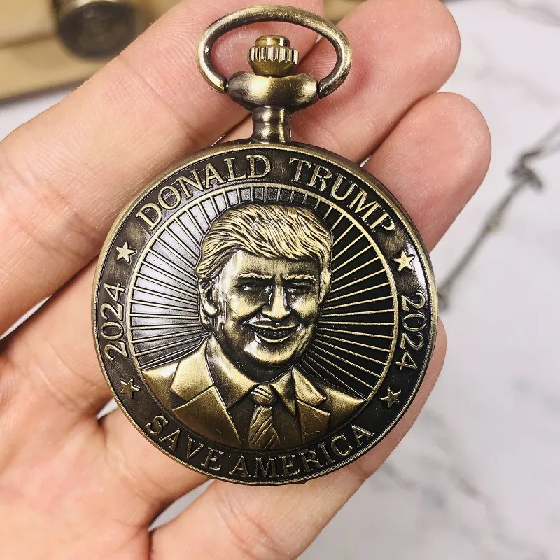 Trump 2024 Pocket Watch Party Favor Donald Retro Hommes Montres à quartz rétro