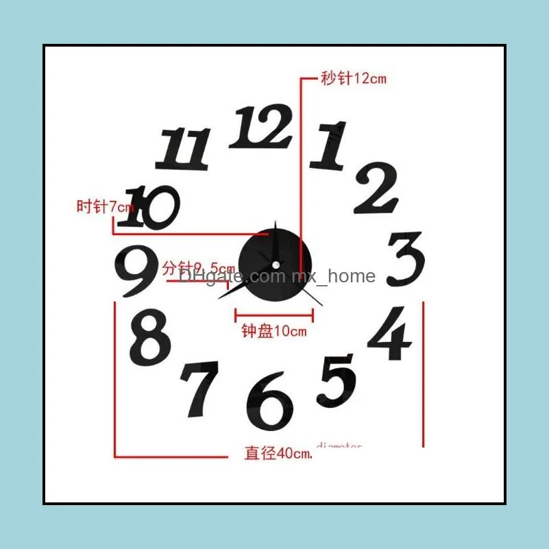 Wholesale- new DIY Clock Self Adhesive Decal Modern Wall Digit Number Room Interior Decoration Clock