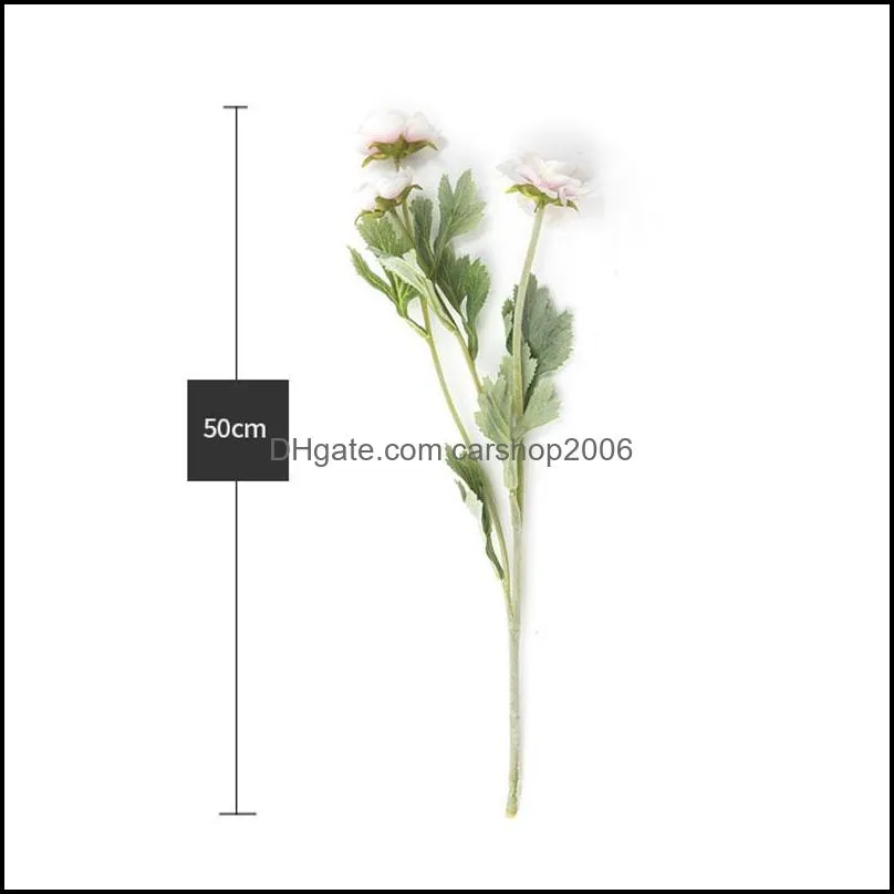 Beautiful Artificial England Ranunculus Asiaticus Rose Flowers Silk Flores For Home Table Decoration 3 Heads Fake Flower Decorative &
