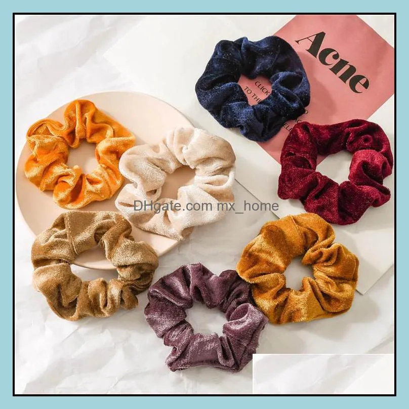 36 colors solid lady hair scrunchies ring elastic hair bands pure color bobble sports dance velvet soft charming scrunchie hairband