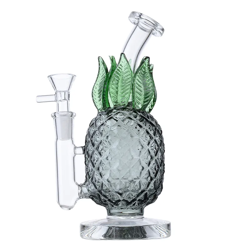 Unique Pineapple Glass Bong Hookah Recycler 5mm Thick Bubbler Water Pipes Oil Rigs Dab Rig 7 Inch Smoking Accessories Bongs With Funnel Bowl Green Yellow Pipe WP2194