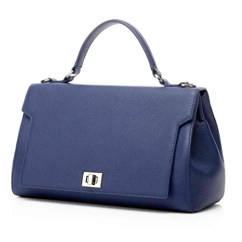 Gionar Fashion Flap Clutch Tote Bag Handmade Digner Custom Leather Dark Blue Women Dust Handbag