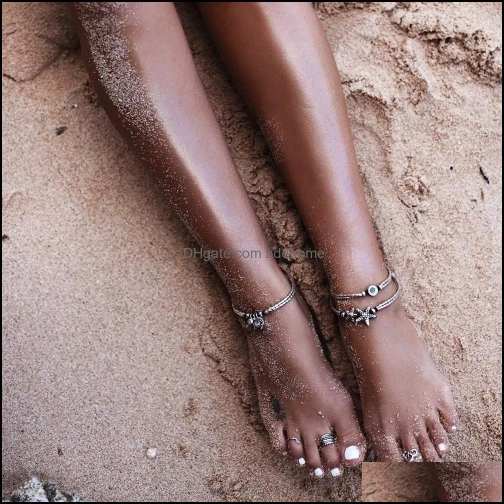 bohemian women fashion jewelry bracelets anklets star om yoga pendant anklet rope chain ankle kka1267