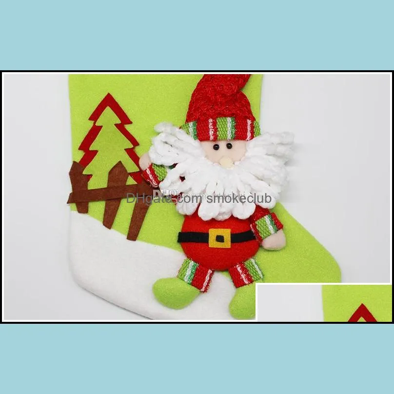 Christmas Stocking Socks Gift Bag Santa Claus Snowman Elk Pendant Christmas Decoration XMAS Ornaments Gifts WX9-742