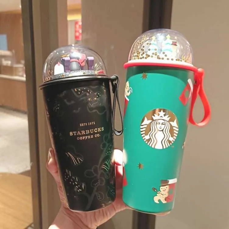 Starbucks Cute Gingerbread man Cup Glass W/ Stir rod Coffee Mug Christmas  GIfts
