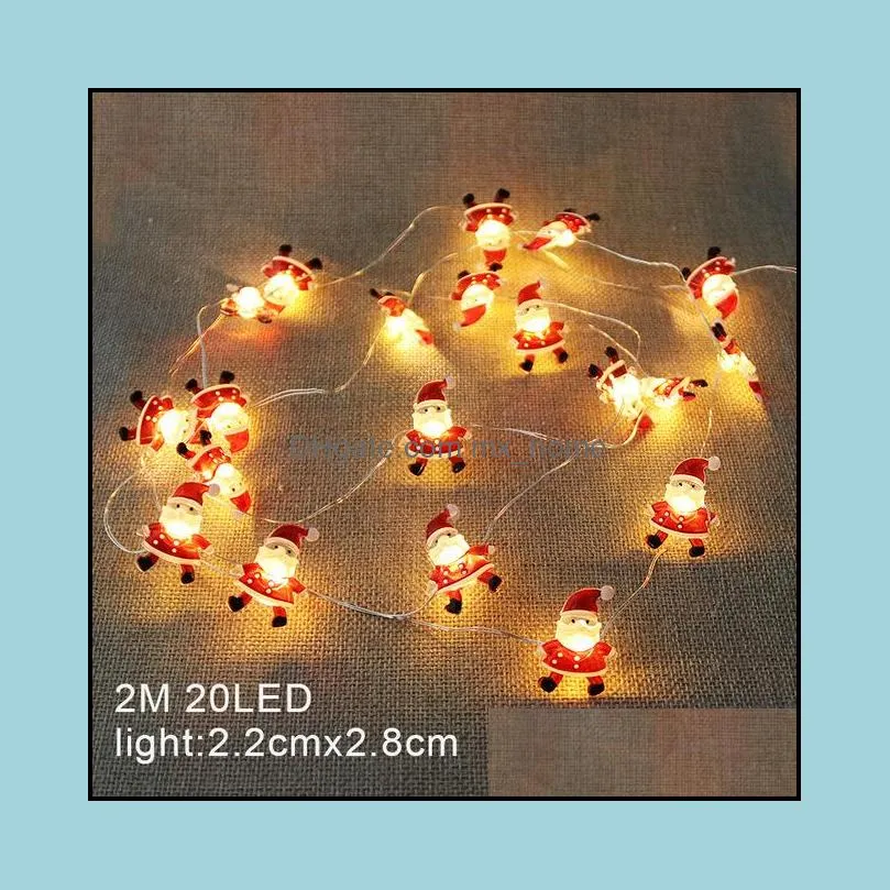 2m santa claus christmas tree led string lights garland snowflakes christmas-decoration for home fairy light new year xmas decor