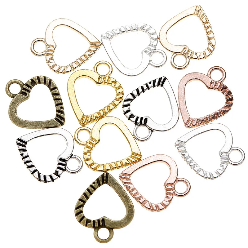 1000pcs Love Heart shaped Charms Pendant Jewelry Making Handmade Crafts diy Necklace Bracelet Supplies 14x12mm