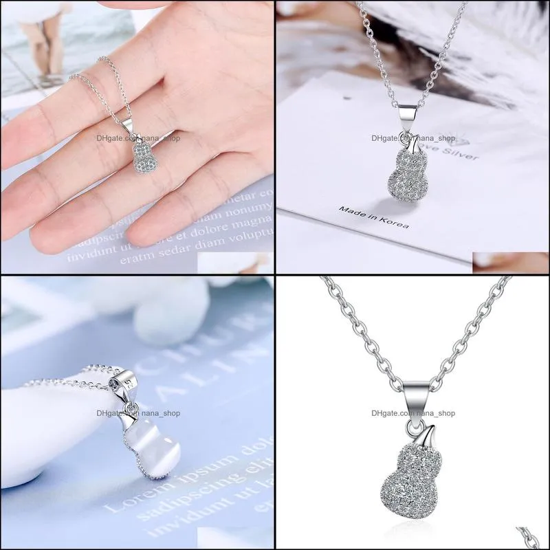 Elegant Wedding Engagement Zirconia Planet Gourd Flower Pendant Necklace For Women Girl 925 Sterling Silver Jewelry Gifts
