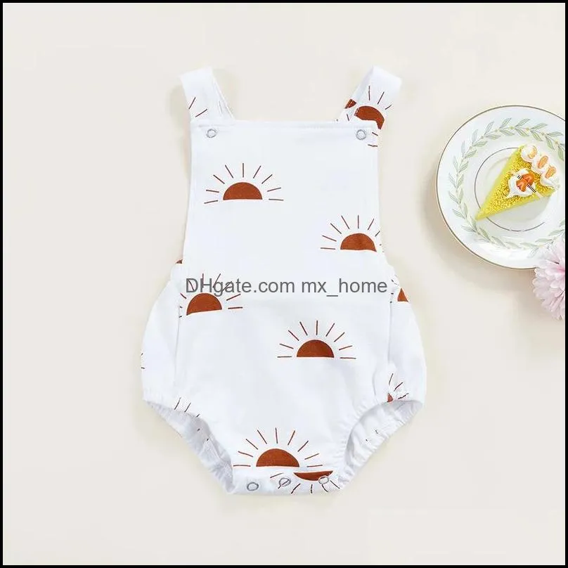 kids rompers girls boys geometric sun print romper infant toddler jumpsuit summer fashion baby climbing clothes z5907