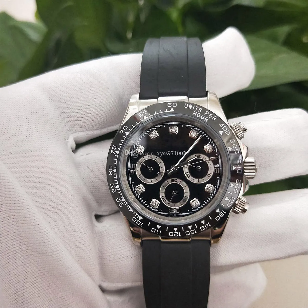High Quality Asian Watch 2813 Automatic Mechanical Men's Luxury Watch 116519 40mm Black Diamond Dial Rubber Strap Fashion Sapphire Glass Ceramic Bezel Wrist Watch
