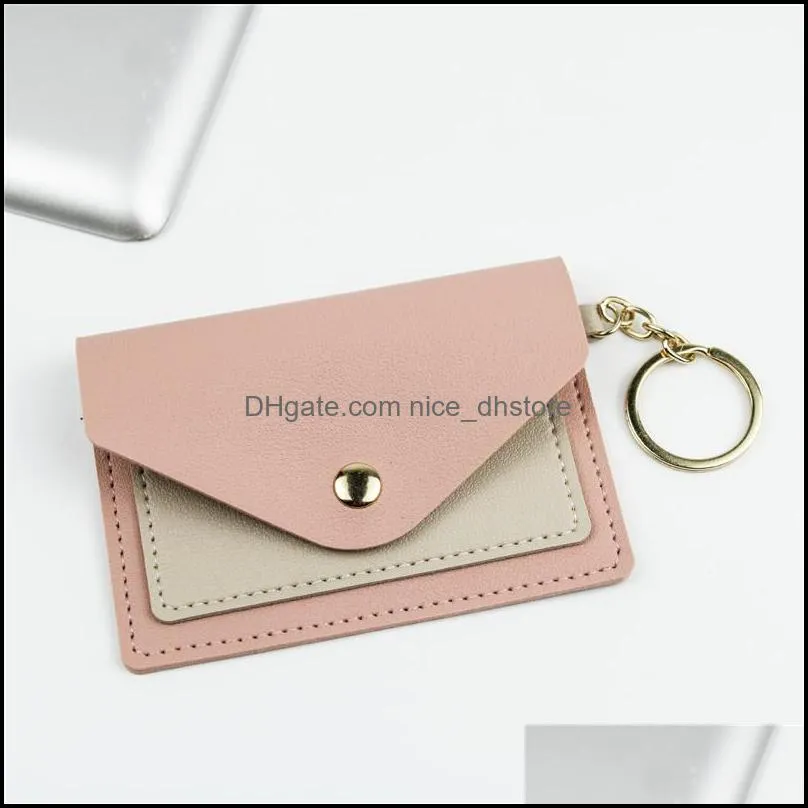 unisex key pouch fashion leather purse keyrings mini wallets coin credit card holder 7 colors