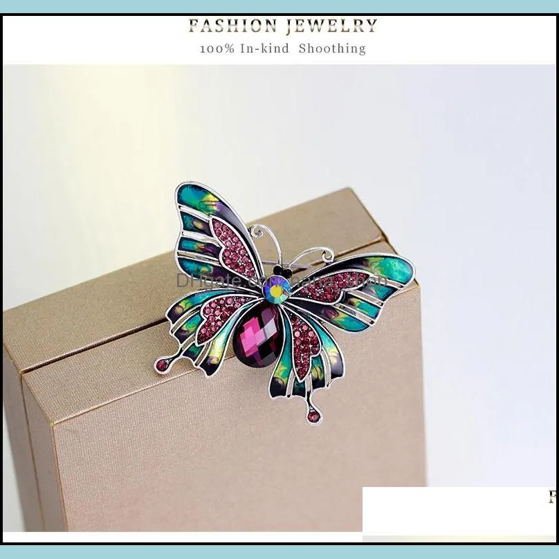 Sweater Butterfly Brooch Pins Rhinestone Crystal Brooches Women