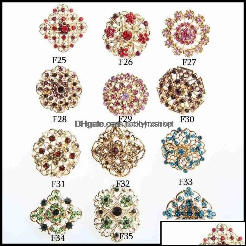 pins brooches jewelry 24pcs clear crystal rhinestones women bridal gold brooch pins for diy wedding bouquet kits drop delivery 2021