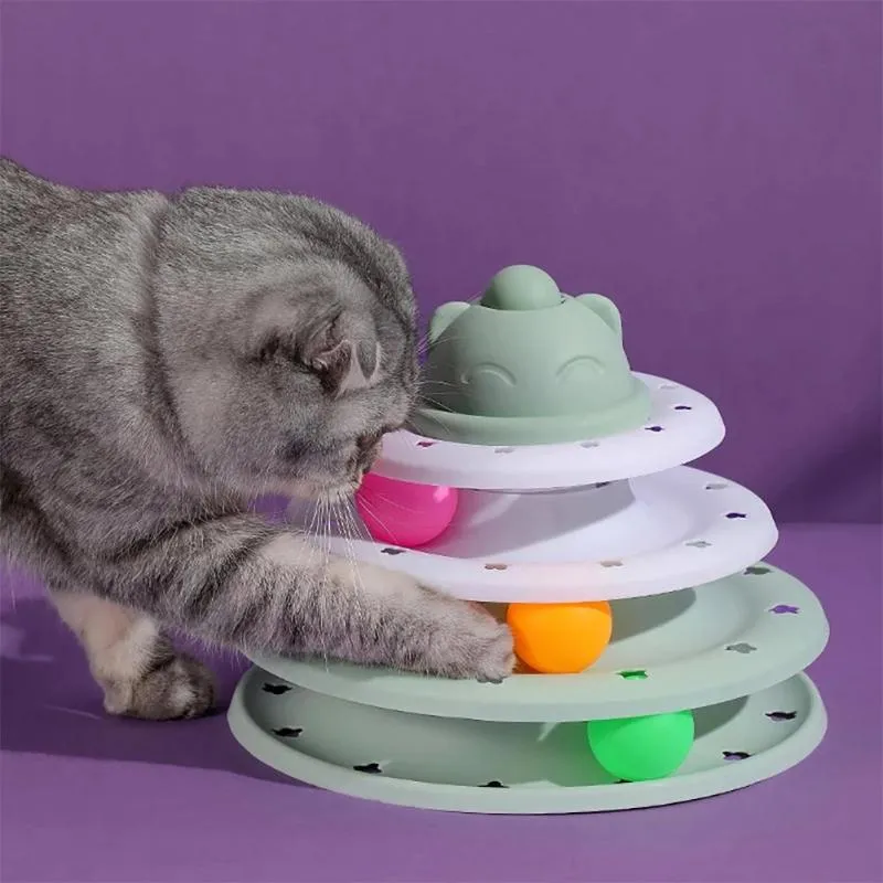 Cat Toys Interactive Toy 4-Layer Trackball Turntable Ins Style Track for Cats Intelligence Training Spela Games Accessoriescat