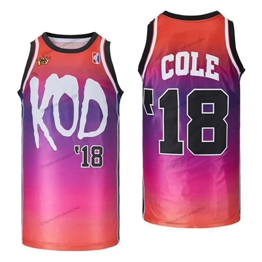 Nikivip Custom Men's J Cole #18 كرة السلة Jersey Hip Hop Rap Party Partyys Sewn Red S-3XL اسم ورقم أعلى جودة