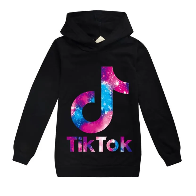 Spring Fall Tiktok Sweatshirt för Big Boy Girl kläder mode barn huva tryck bomulls hoodies kid tik tok casual sport t shi2351