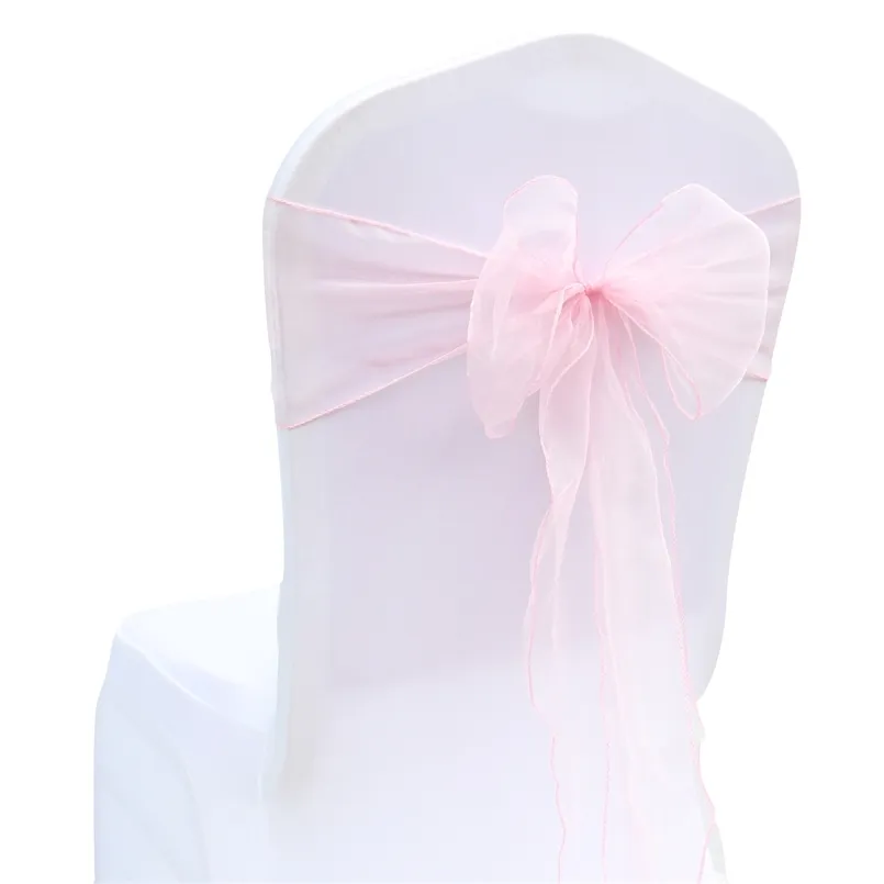 25pcs Sheer Organza Chair Sashes Bow Cover For Wedding Party Supplies Christmas Valentines Deco 220514