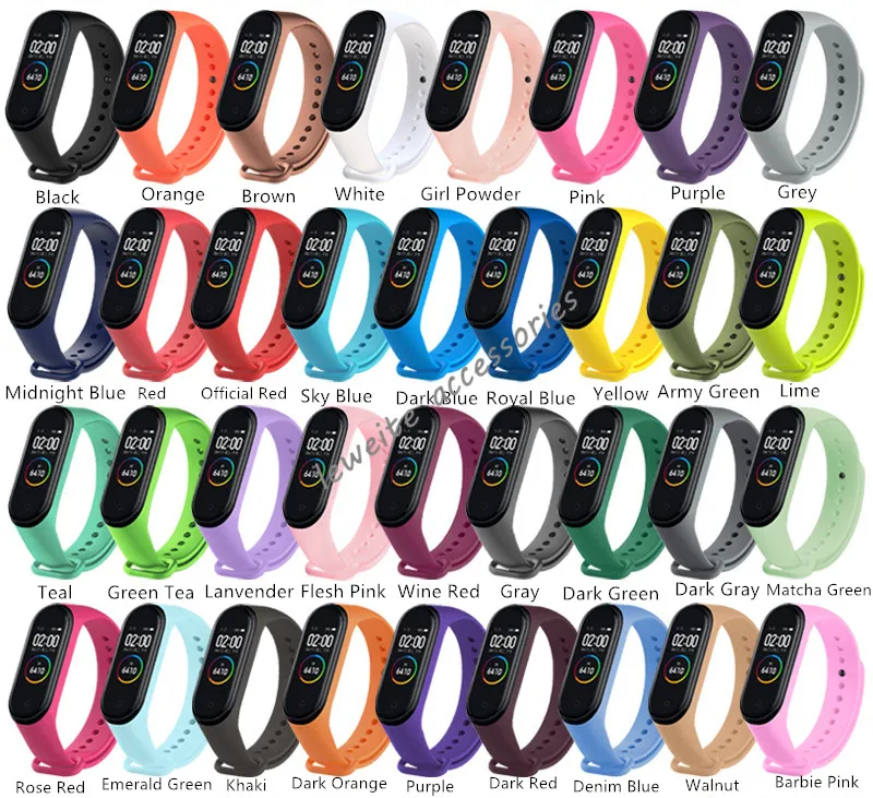 35 Farben Neues TPU -Riemen für Xiaomi Mi Band 3 4 5 6 7 Smart Band Ersatz Armband Accessoires