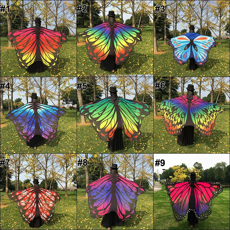 Women Butterfly Wing Great Cape Cape Scarf Bikini coprire il chiffon Gradient Scialle Scialgo a scialle di pavone Sarong Pashmina 23 Colori M4122