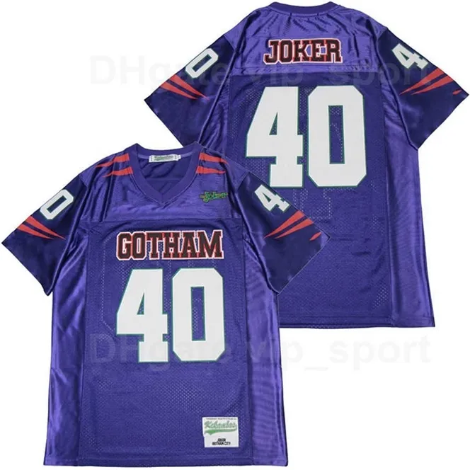 Chen37 TV Show Gotham Rogues Gallery Football 40 JOKER Jersey Uomo Traspirante Colore della squadra Viola Sport Tutto cucito Puro cotone Alta qualità In vendita