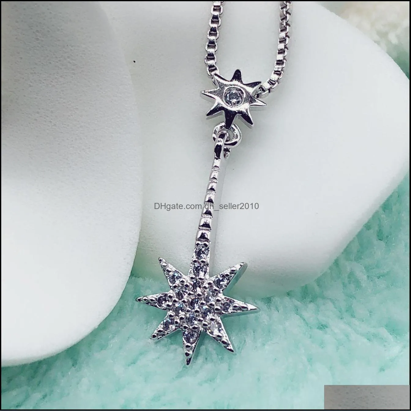 silver necklaces imitation 925 necklace wedding accessories women plated silver chicjewelry lucky star necklace