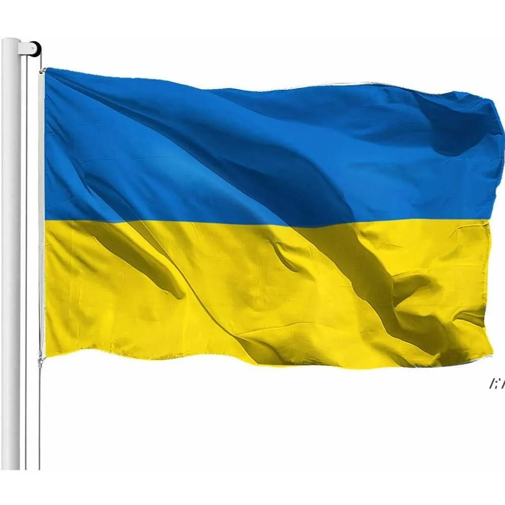 Ukraina Flaga Ukraińskie Flagi 90x150cm Dom dekoracji Baner Ukraina Garden Flaga National Flag Znak Poliester z mosiądzami Przelotki BBB14629