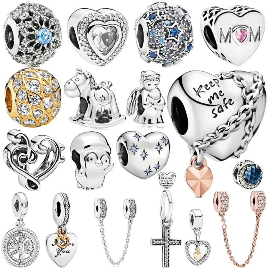 NEU 925 Silver Fashion Charm Cross Engel Perlen geeignet für Pandora Ladies Armband Halskette Schmuck248n