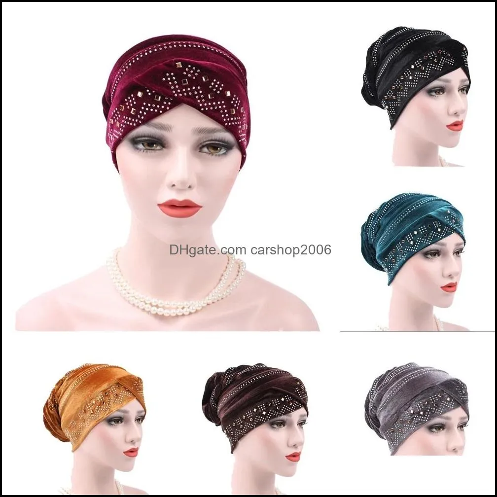 Beanie/skl caps chapéus lenços de lenços de moda acessórios de moda veet hijab hijab muçulmano cocar