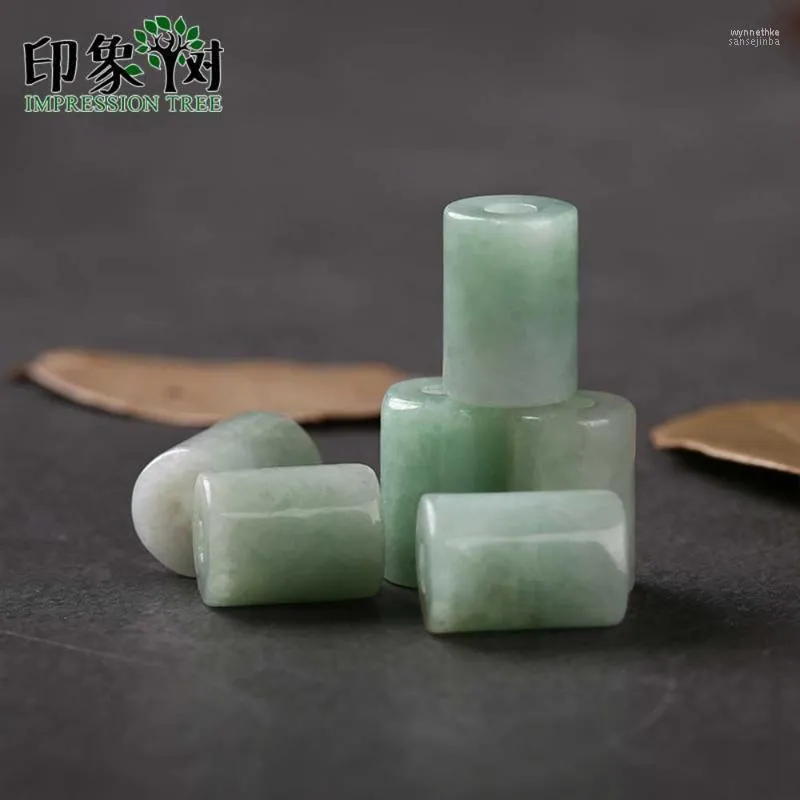 Otras cuentas de cilindro liso de jadeíta natural 1 pieza 13x9 mm Gema Jadeit Barril Espaciador Collar hecho a mano para hacer joyas de bricolaje 18014 Wynn22