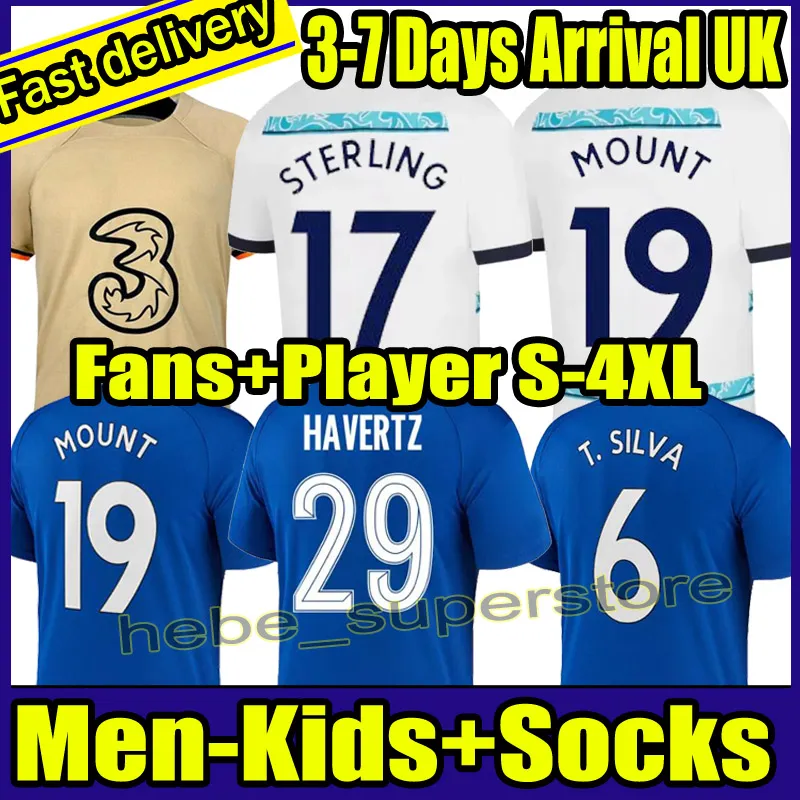S-4XL 22 23スターリングサッカージャージHavertz Chilwell Ziyech 2022 2023 Pulisic Footbale Shirt Kante Abraham Men Chids Sets Kits Kits with Socks Tops