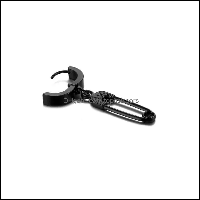 dangle clip hoop earrings 316l stainless steel punk hip hop rock ear hoops body piercing jewelry for men and women