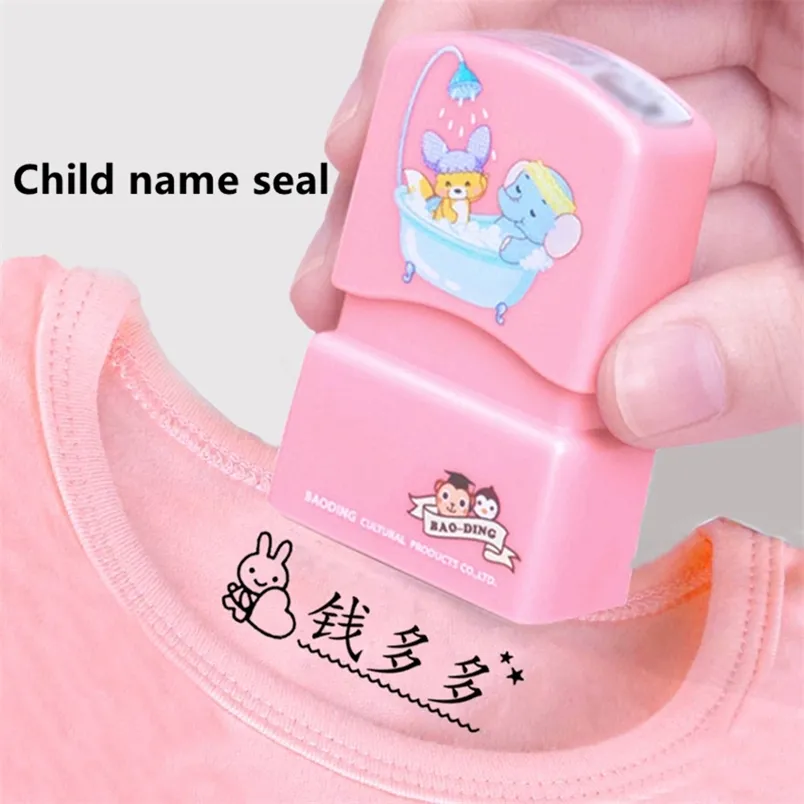 Custom Made Baby Stempel Fai da te Kinderen Seal Student Kleding Hoofds Niet Gemakkelijk Vervagen Security Naam stempel 220702