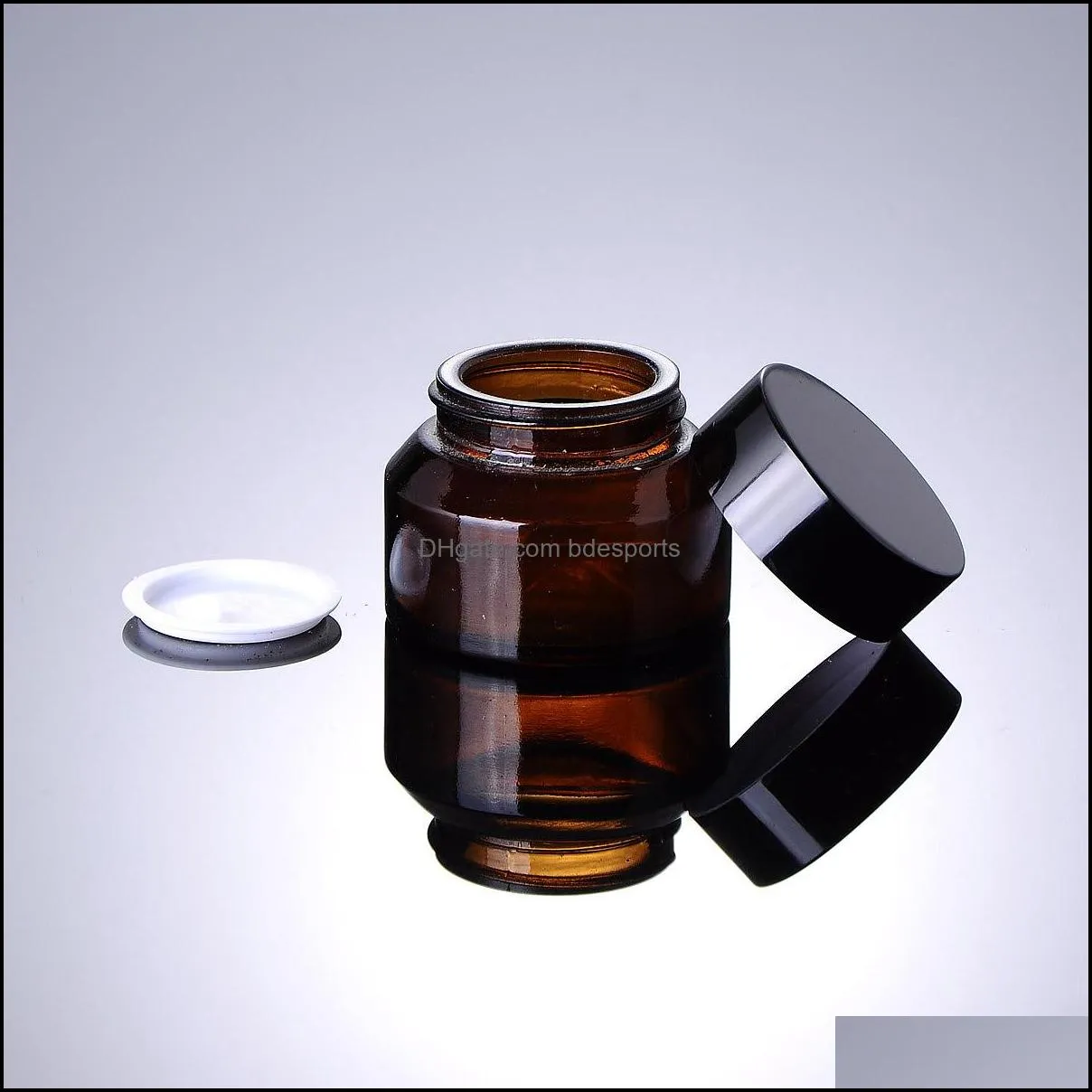 15g 30g 50g Brown Glass Jar Pot- Inclined Shoulder Glass Container for Wax, Oil, Cream, Cosmetic - Travel Refillable Sample Packaging