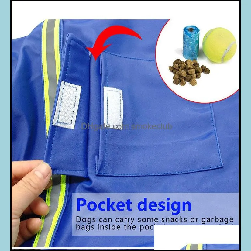 Fashion Pet Dog Slicker Raincoats Waterproof Clothes Rain Jacket Poncho with Hood & Reflective Strip for Small Medium Large Dogs