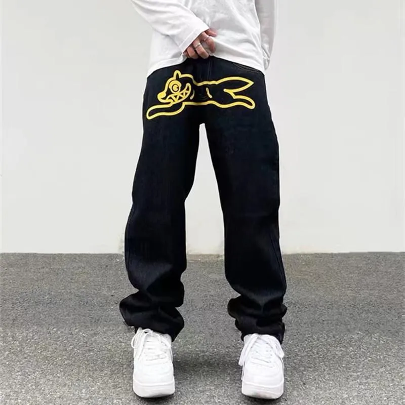 Men s Jeans Print Streetwear Men Hip Hop Baggy Pants Y2K Clothes Straight Loose Goth Denim Trousers Pantalones VaquerosMen s