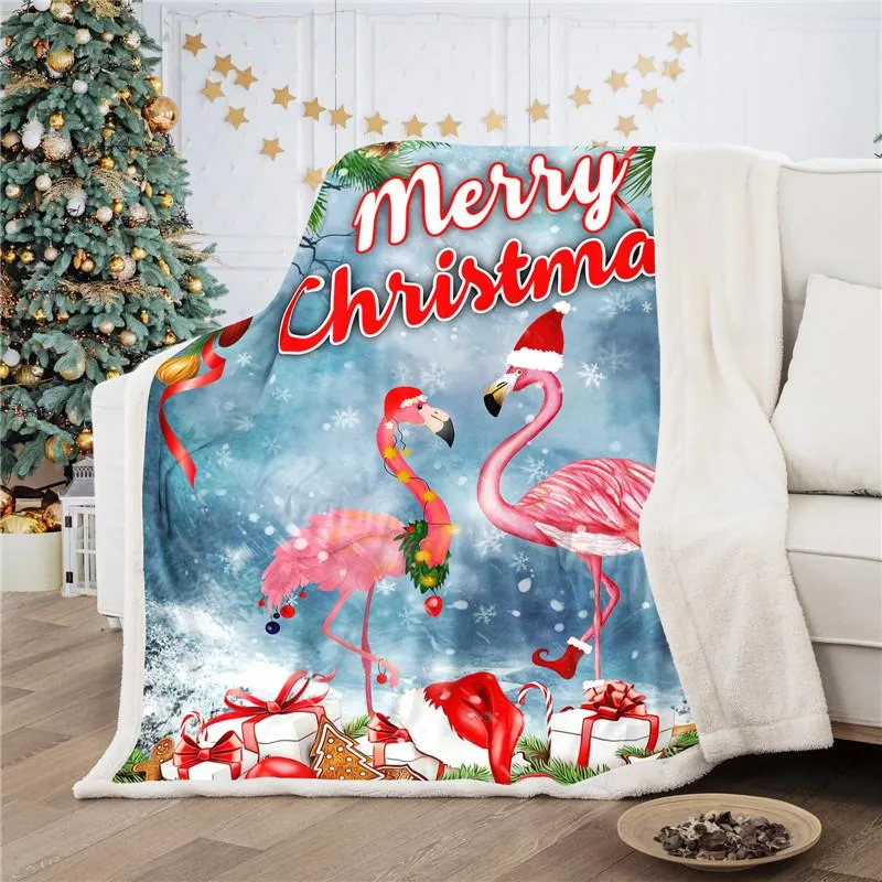 بطانيات عيد الميلاد رمي بطانية فلامنغو ثلج ندفة الثلج دافئة شيربا الصوف أفخم من عيد الميلاد للطفل طفل سرير الأريكة هدية سنة الهدية