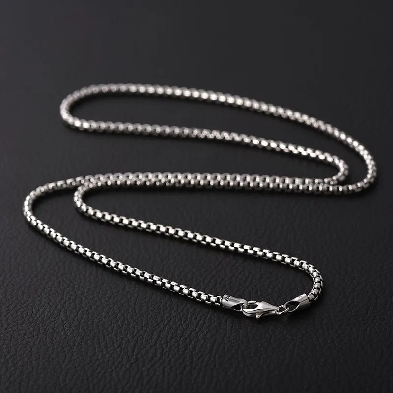 Box Chain For Men 23 Inch Silver Chain Men's Silvery Necklace 3mm