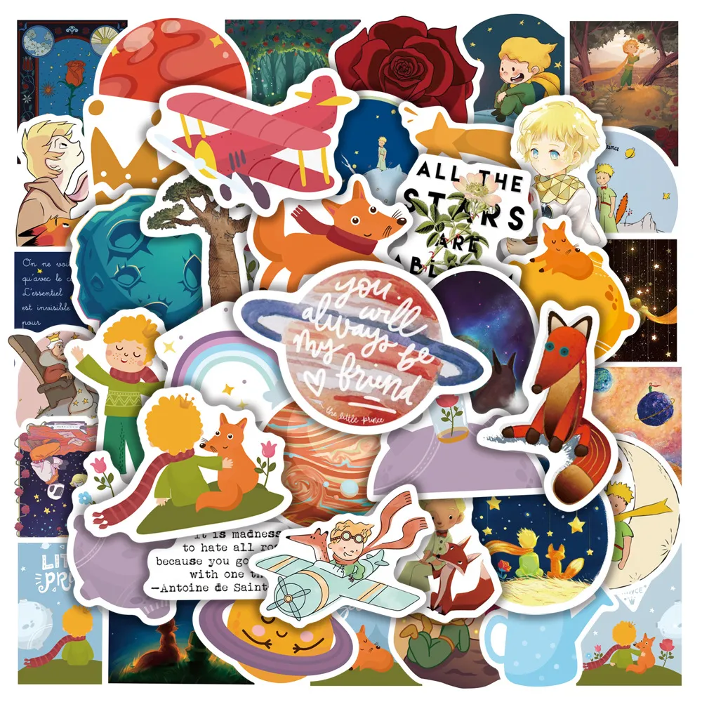 50pcs The Little Prince and Fox Sticker Cartoon anime le petit prince ملصقات الكمبيوتر المحمول ملصقات الجسور على الجسور.