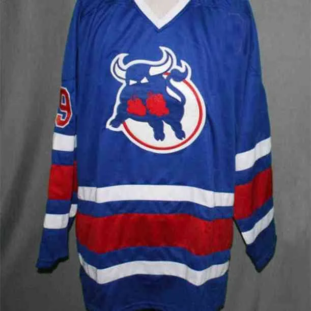 Thr Birmingham Bulls＃9 Michel Goulet Hockey Jersey Embroidery Stitchedカスタマイズ任意の数と名前Jerseys
