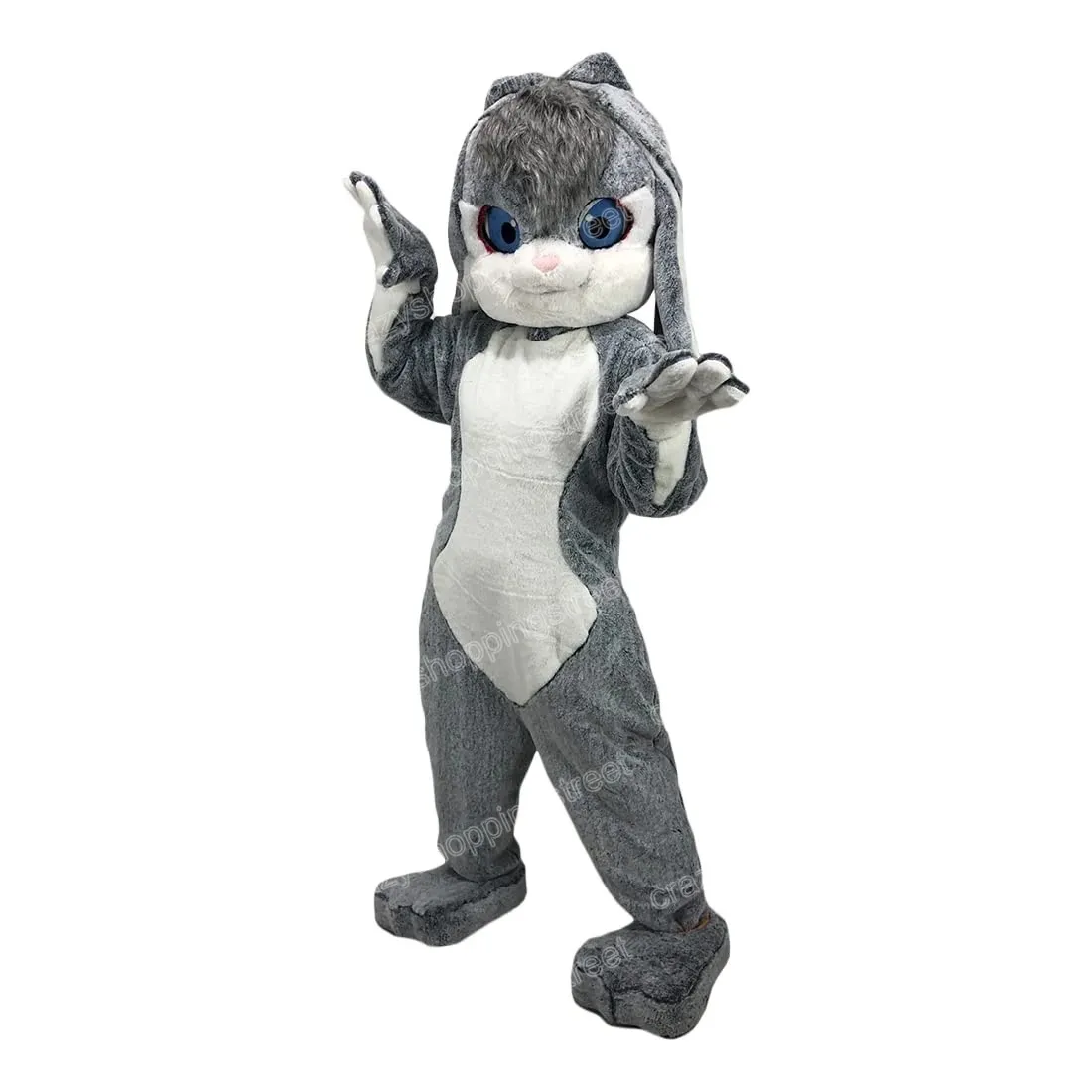 Halloween Gray Long-Haired Rabbit Mascot Costume Top quality Cartoon Anime theme character Adults Size Christmas Carnival Birthday Party Outdoor Outfit