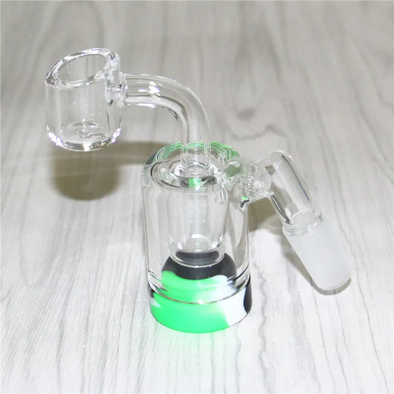 2-Zoll-Aschefänger aus Rauchglas, 14 mm, 18 mm, mit 5 ml Silikonbehälter, dicker Pyrex-Bubbler, Reclaimer-Fänger für Bong