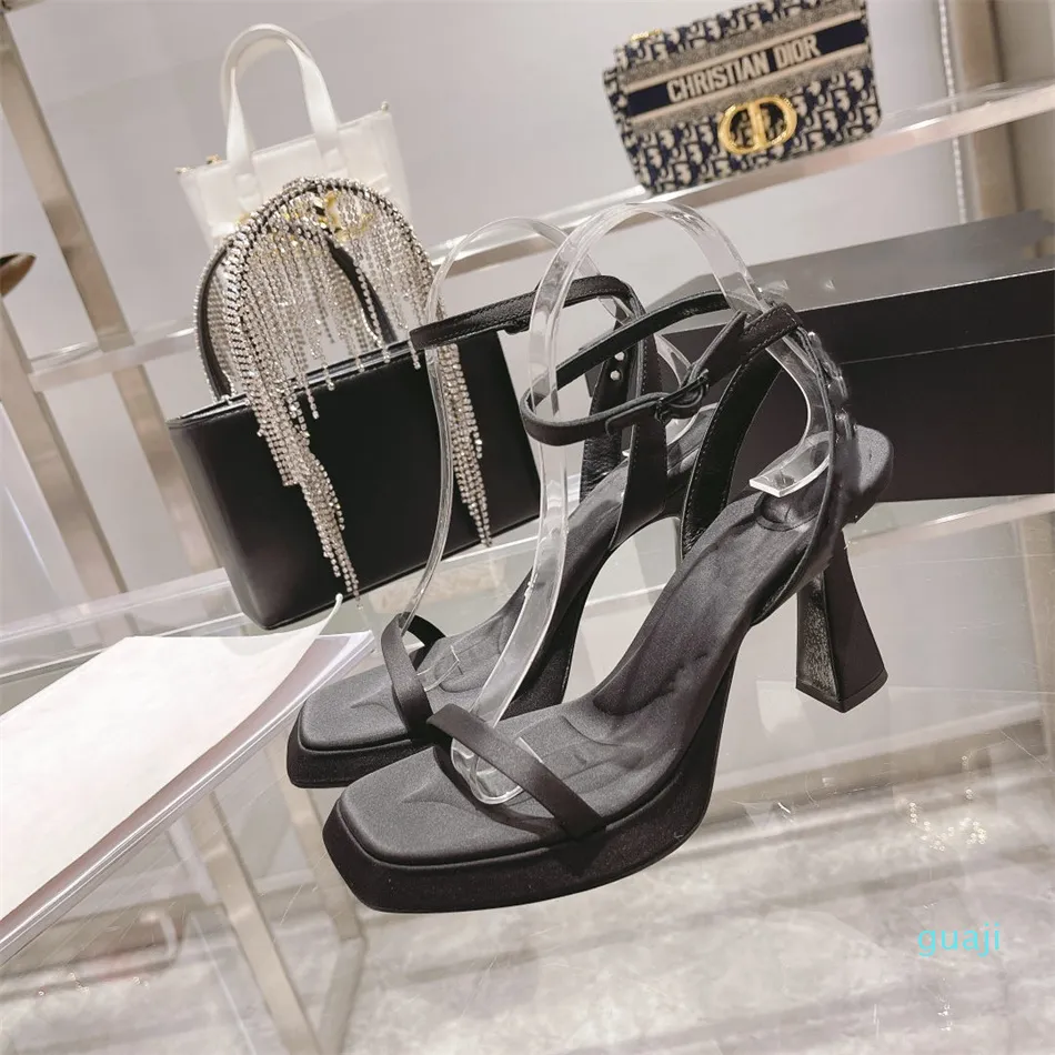 Женская мода классический премиум бренд каблука обувь платье обуви сексуальная леди морская платформа Sandals размер: 35-39