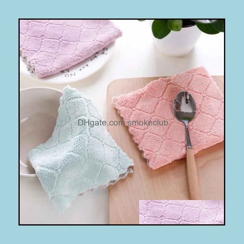 Diamond Shaped Rag Cleaning Cloth Washing Dishs Eco-friendly Double Side Rags Absorbent Dishcloth Scouring Pad Kitchen Tool