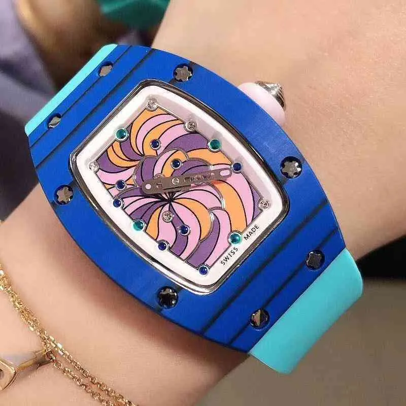 Relógio Mecânico Feminino Fully Date Carbon Tape Luxury Rm07-01 Mechanics Automatic Watches Milles Watch Richa Fiber Wristwatch Trend Business Leisure
