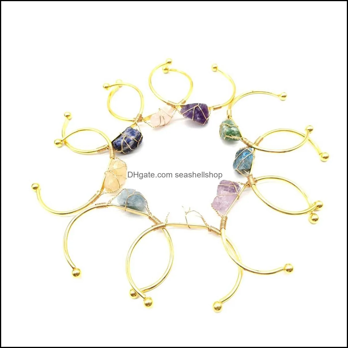 druzy crystal cuff bracelet for women girls handmade gold wire woven lift of tree healing chakra crystal friendship bangle charms